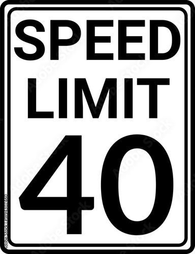 Rectangular Speed Limit 40 Traffic Sign Vector