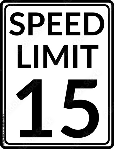Rectangular Speed Limit 15 Traffic Sign Vector