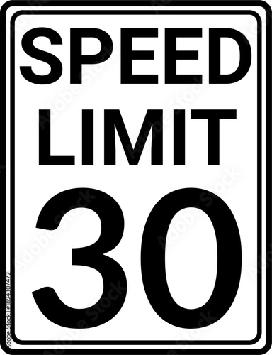 Rectangular Speed Limit 30 Traffic Sign Vector