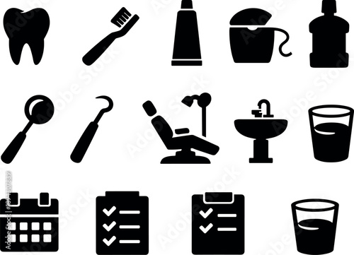  Solid vector icons of personalized track: music player, headphones, smartphone, playlist, waveform, speaker,