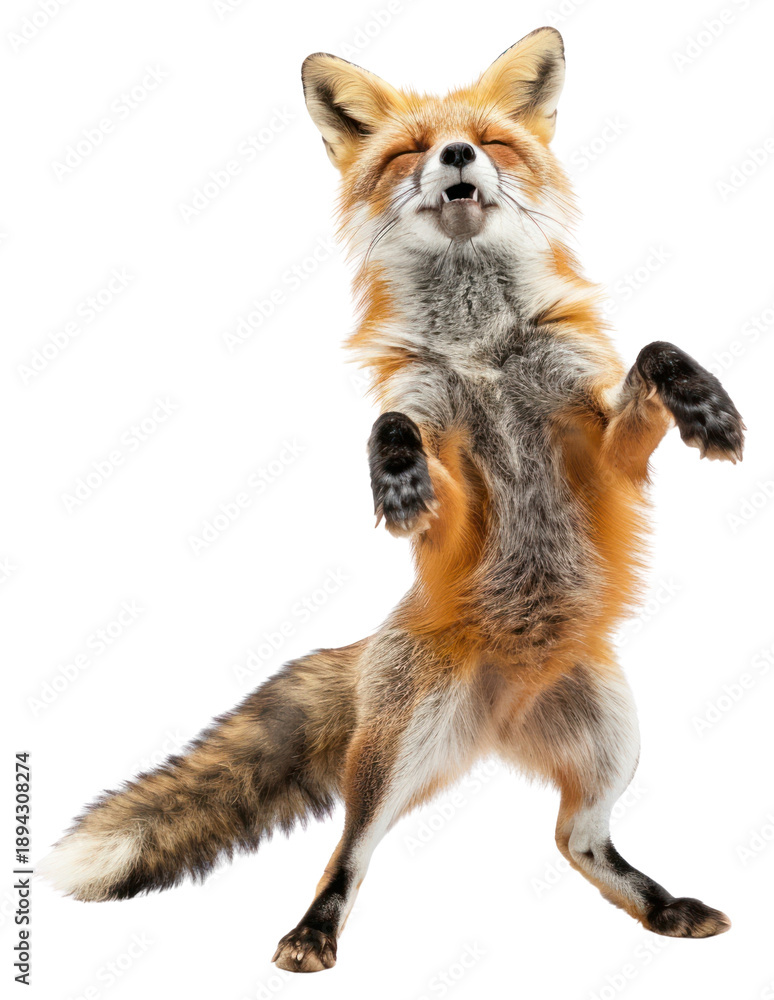 Fototapeta premium PNG Happy smiling dancing fox standard silver wildlife animal mammal.