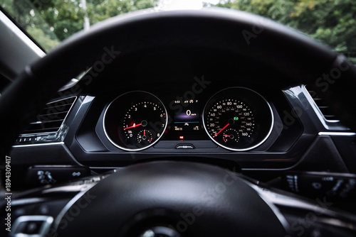 Car Dashboard View from Driver Seat