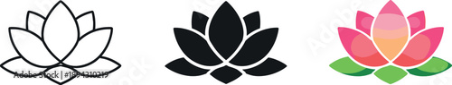 Three identical lotus flowers aligned side by side illustrate a spiritual growth path focused on inner awakening and mindful self