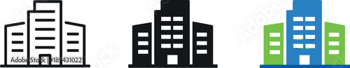 Corporate office building concept shown as a clean professional symbol representing a modern workplace environment, depicted as