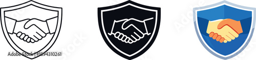 Balanced Integrity Shield. Integrity driven commerce concept illustrated by a balanced handshake inside a transparent shield