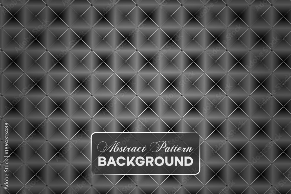 Fototapeta premium Luxury black geometric background with diamond quilted pattern and metallic studs texture
