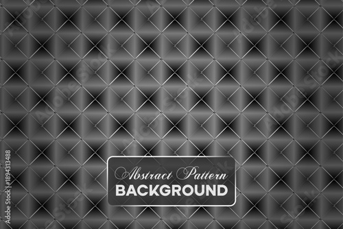 Luxury black geometric background with diamond quilted pattern and metallic studs texture