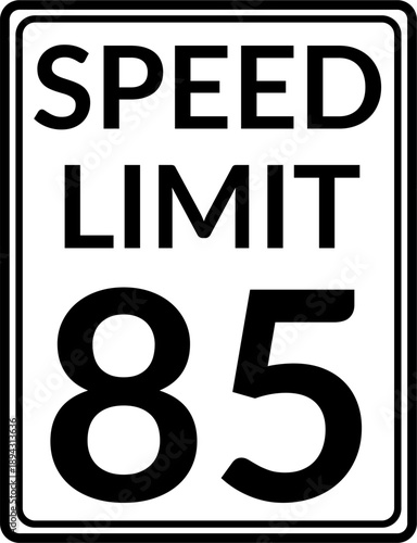 Rectangular Speed Limit 85 Traffic Sign Vector