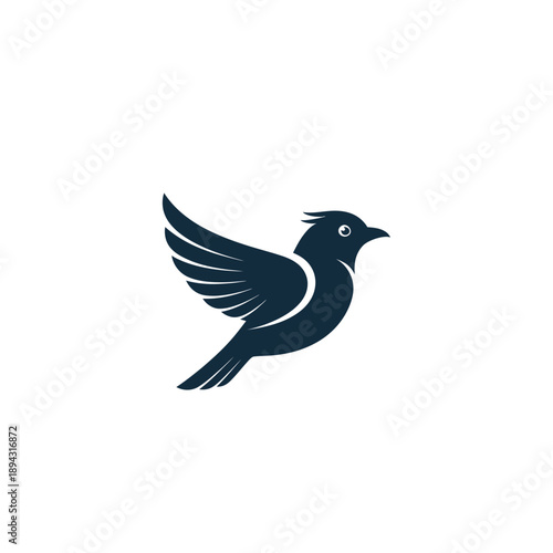Wallpaper Mural Stylized Dark Blue Bird Silhouette Flying Isolated on White Background Torontodigital.ca