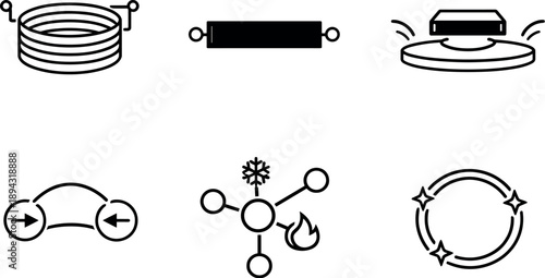 Line style icons of room-temperature superconductors: superconducting coil outline, zero-resistance bar,