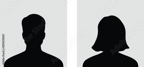 Default avatar profile icon. black placeholder. Man and woman silhouette style