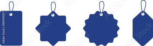 Set of blue ribbon isolated background. Discount labels, price tag,  Hang tag abs sale labels.