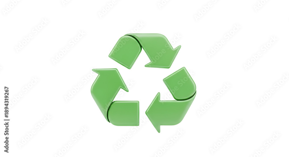 Obraz premium A green recycling symbol on a black background with a transparent background option