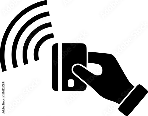 NFC wireless payment icon, contactless cashless payment, near field communication sign
