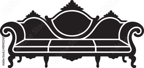 Elegant Vintage Baroque Sofa Silhouette Icon for Classic Interior Design