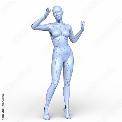 女性サイボーグ　3DCGレンダリング