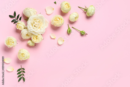 Frame made of white rose fl...