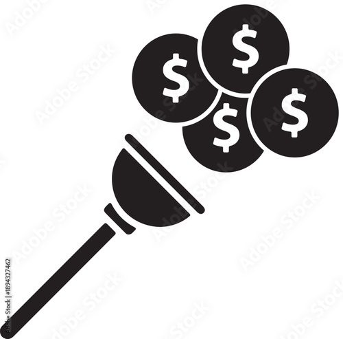 Plunger Dispensing Coins - Concept of Financial Gain