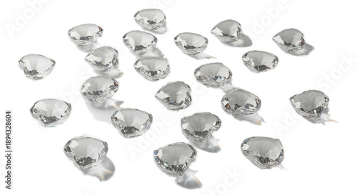 Scattered Diamonds On White Surface With Soft Shadows