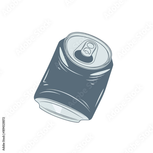 Open aluminum soda can with pull tab, isolated on white background, beverage container