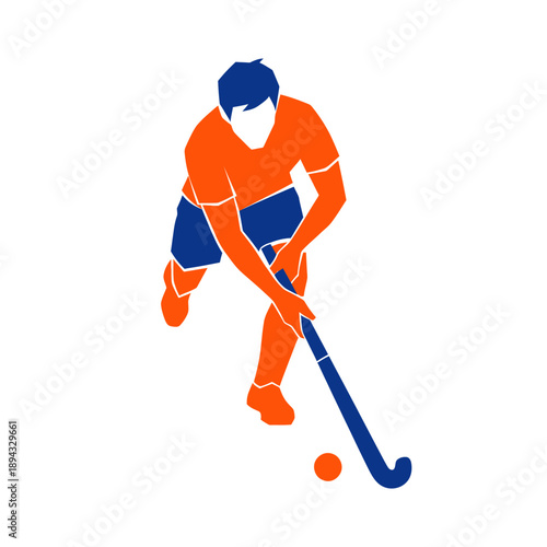 Field Hockey Player Action Silhouette