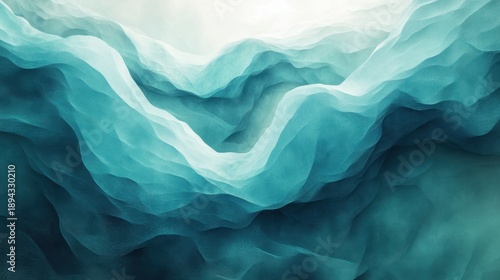 Panel kuchenny z motywem Exploring an abstract geometric design featuring a river zigzagging through muted grey polygons in a unique layout with gradient tones of teal and aqua