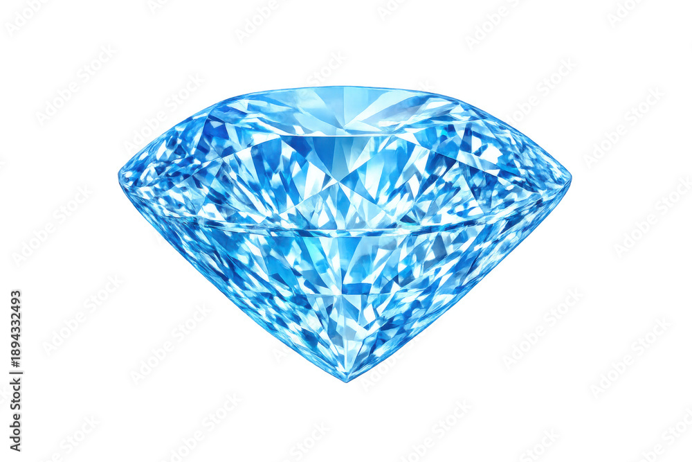 Fototapeta premium Blue diamond showing brilliant cut facets, symbolizing luxury, wealth, and elegance on a transparent background