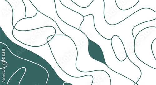 Abstract topographic map illustration with dark green accent