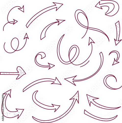 Collection of hand-drawn arrows in various directions and styles