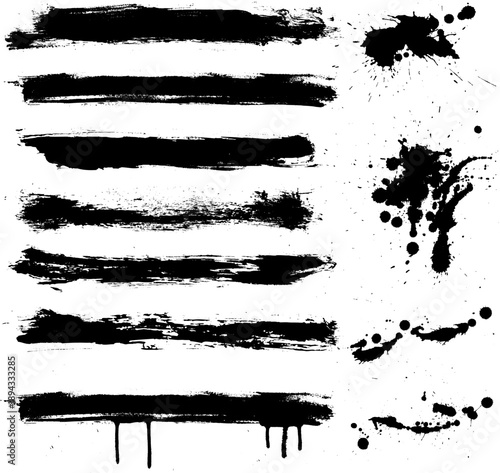 Rough Ink Stroke and Drip Illustrator Brushes
Grunge Brush Stroke and Ink Splash Texture Set
Handmade Ink Stroke Grunge Brushes