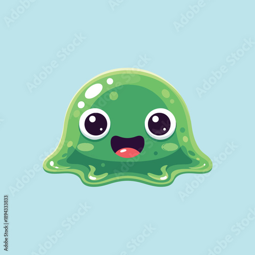 Cute Cartoon Green Blob Character
