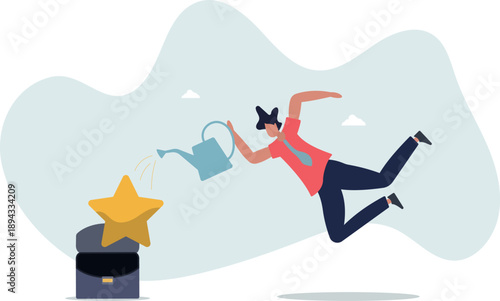 business person earns positive feedback concept of feedback.