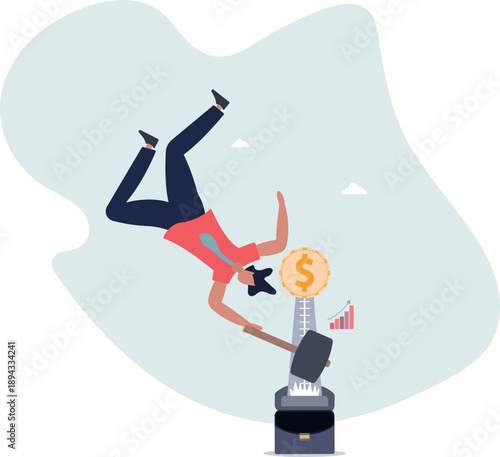 Symbol of a successful strike of a businessman. Business concept.