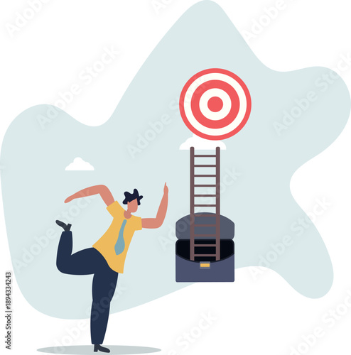 A ladder to the goal for a businessman. Business concept.