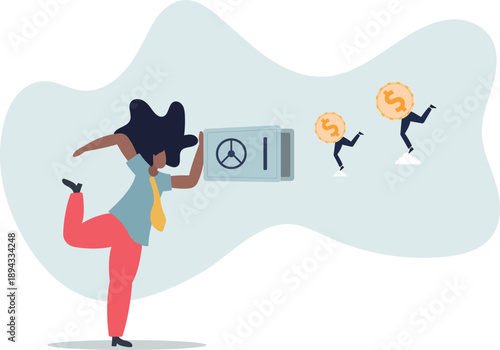 A durable safe and money savings. The concept of success and income.