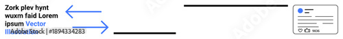 Data visualization, process flow, tech interfaces, system management, digital communication, information transfer. Two arrows pointing to a digital card or profile interface. Data and process flow
