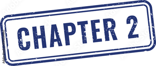 Blue chapter two rubber stamp with grunge texture and rounded rectangle border for book publishing organization