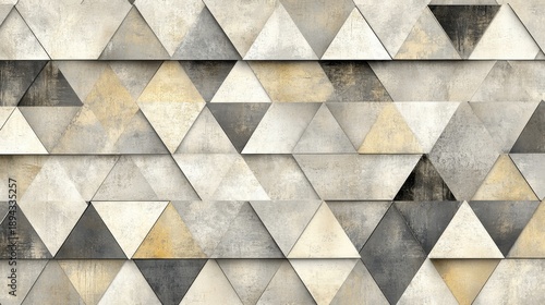 Wallpaper Mural Geometric pattern featuring equilateral triangles arranged in a grid with neutral tones on a white background for design and decor Torontodigital.ca