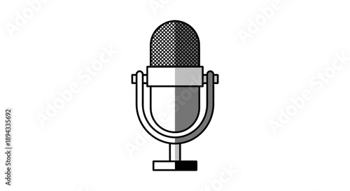 Classic Microphone Icon for Audio Recording and Broadcasting.