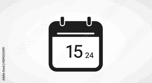 Black and white calendar icon with the number 15 and 24.
