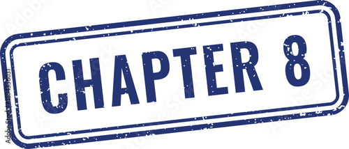 Blue chapter eight rubber stamp with vintage grunge effect for indexing educational documents and book chapters