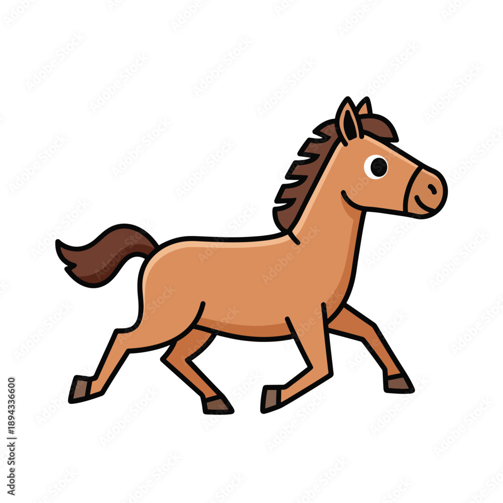 Fototapeta premium Cartoon Horse Running Freely