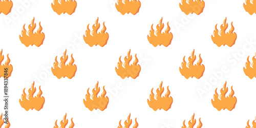 Seamless hand drawn fire pattern. Cute cartoon flame vector background 