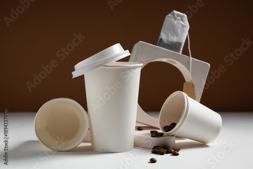 White disposable paper coff...
