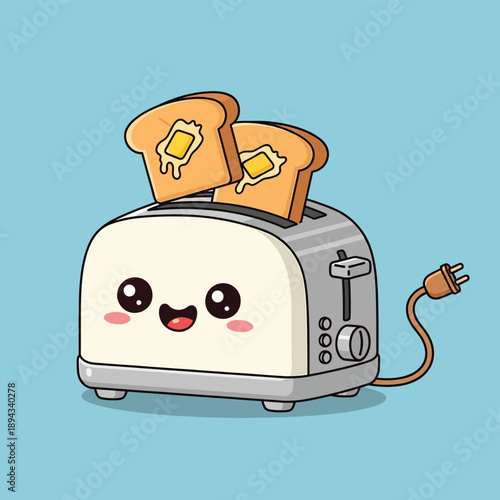 Happy Toaster With Toast