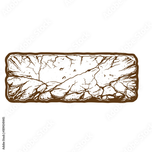 Vintage Grunge texture Illustration of a cracked earth texture in a rectangular shape with a rough border  resembling a parched and dry land surface
