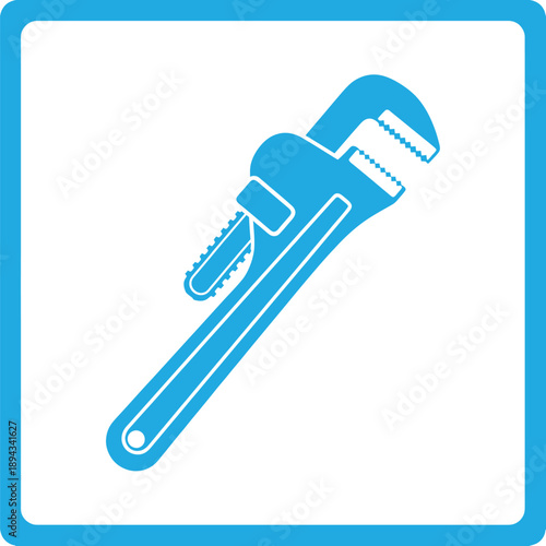Blue Pipe Wrench Icon Isolated on White Background