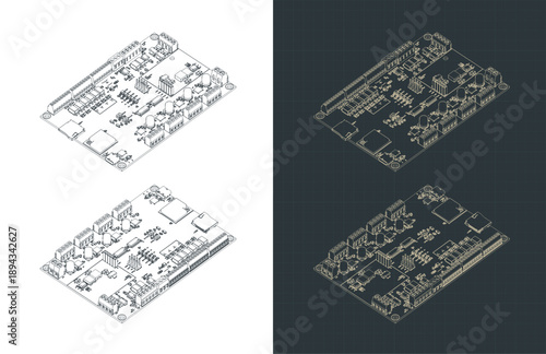 CNC controller and stepper motor drivers isometric drawings