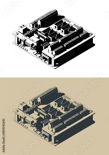 High performance CNC control board isometric illustrations