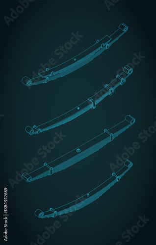 Leaf springs isometric blueprints